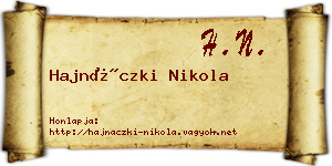 Hajnáczki Nikola névjegykártya